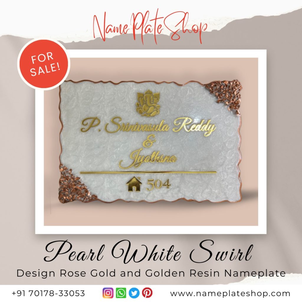 Add Luxe Charm to Your Entrance – Rose Gold & Golden Resin Nameplate