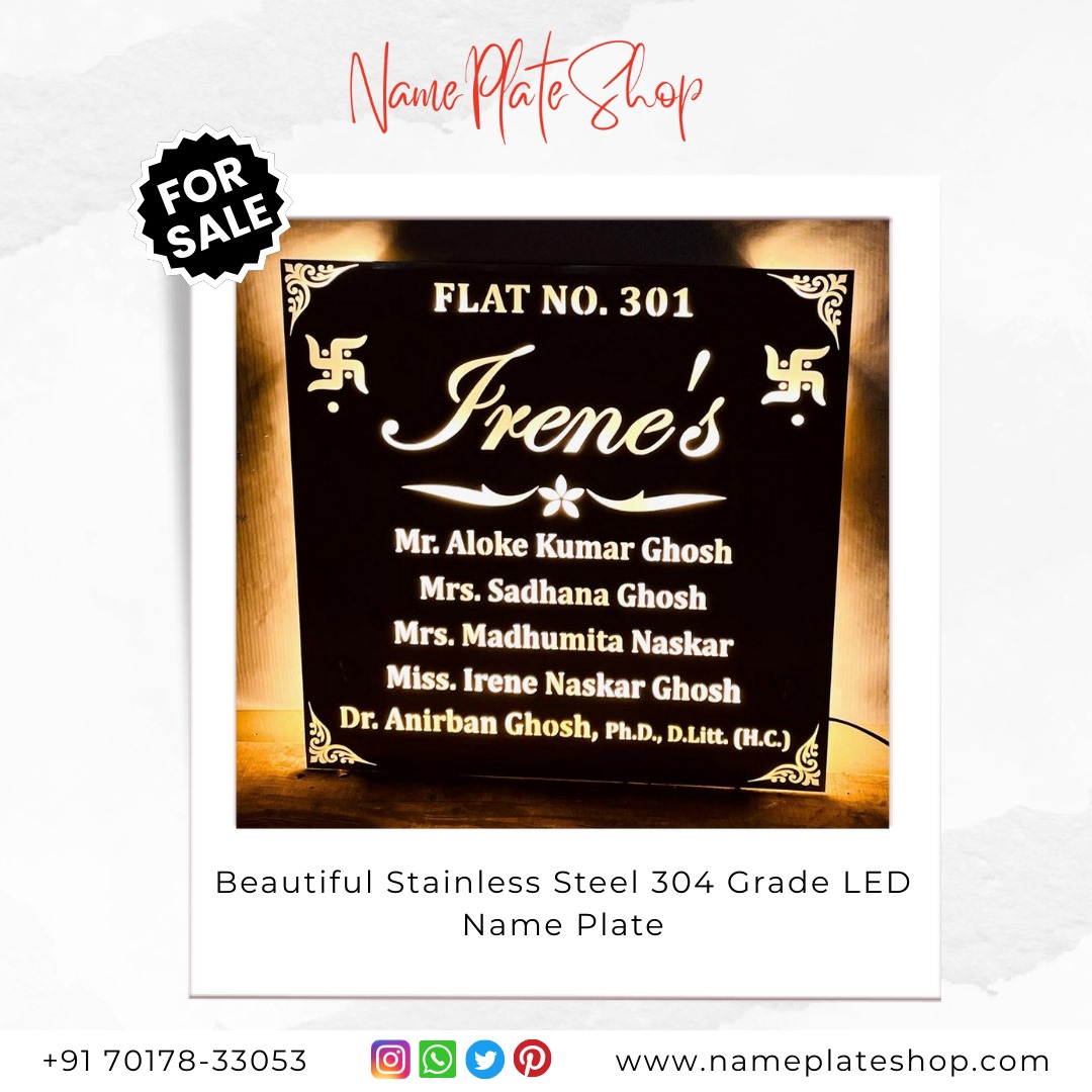 Elegant Stainless Steel LED Name Plate – A Premium Welcome