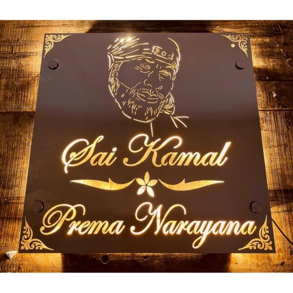 Stainless Steel 304 Grade Waterproof LED Home Name Plate 600x600