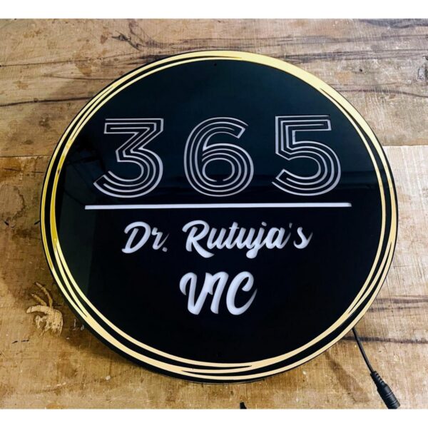 Beautiful Round Shape Acrylic Laser Cut Waterproof LED Name Plate 1 600x600