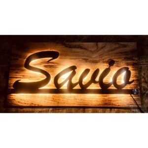 New Design Metal LED Laser Cut House Name Plate with Wooden Texture Acrylic – Waterproof 1 300x300