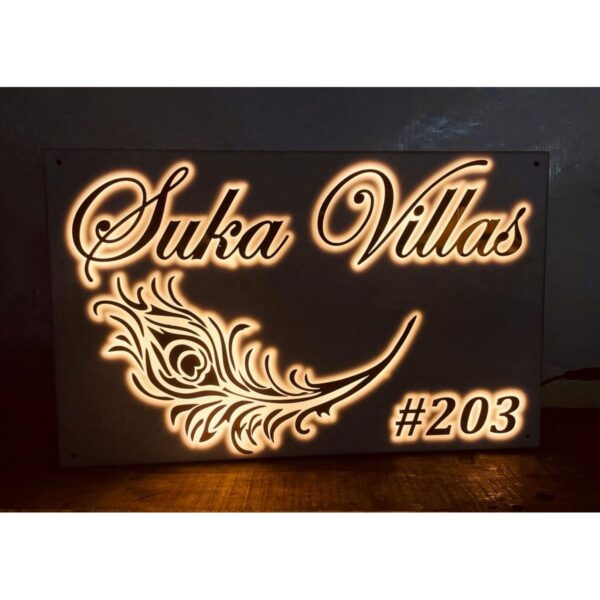 Unique Mor Pankh Customizable LED Acrylic Wall Name Plate 1 600x600