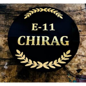 ✨ Round Acrylic LED Name Plate with Golden Embossed Letters 🏠 300x300