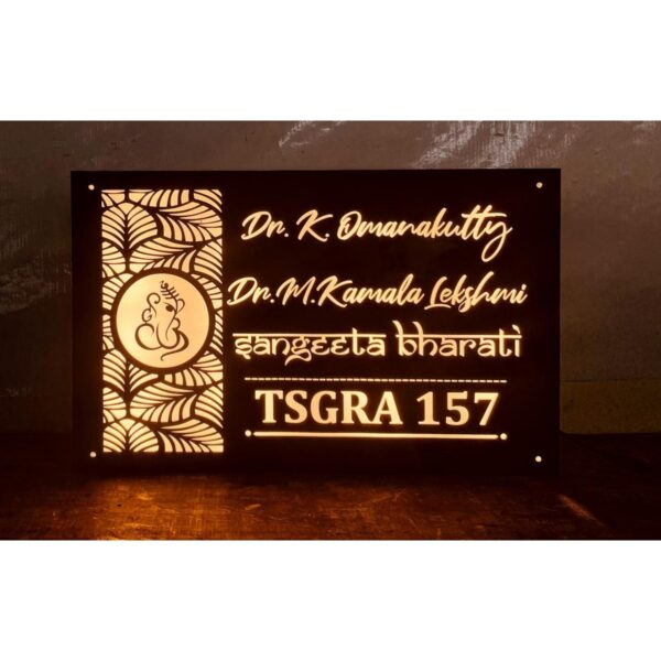 Acrylic Jali Design Nameplate Waterproof LED ✨ Home Decor 600x600