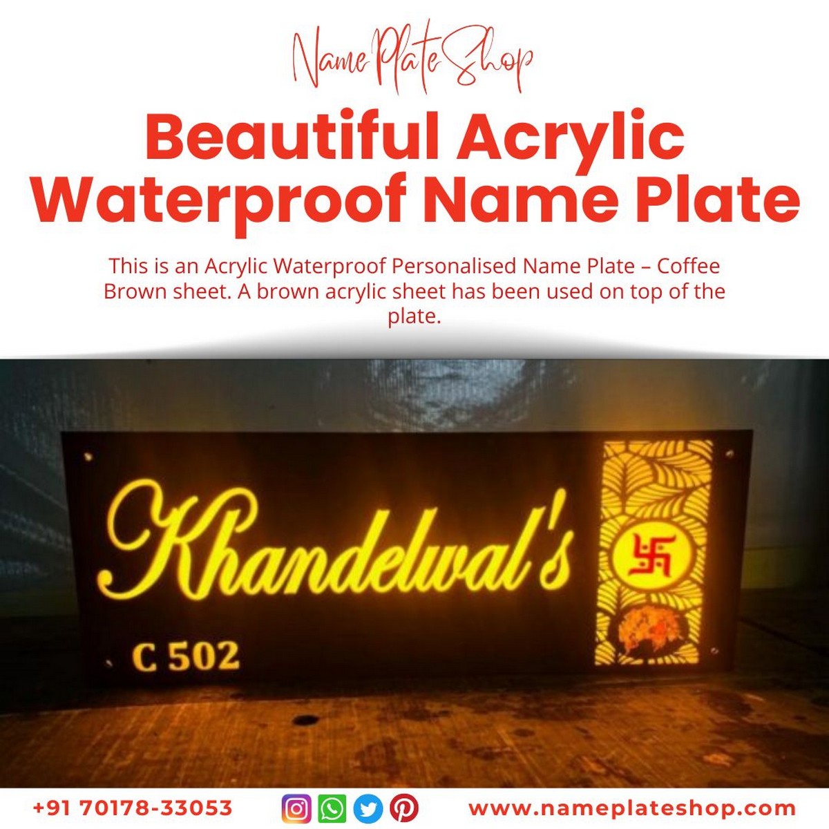 Acrylic Waterproof Name Plate