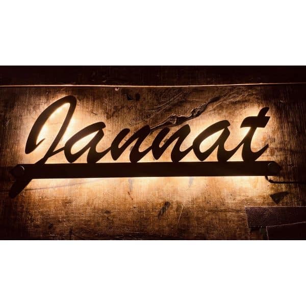 Beautiful Golden Metal Personalised LED Home Name Plate 1 600x600