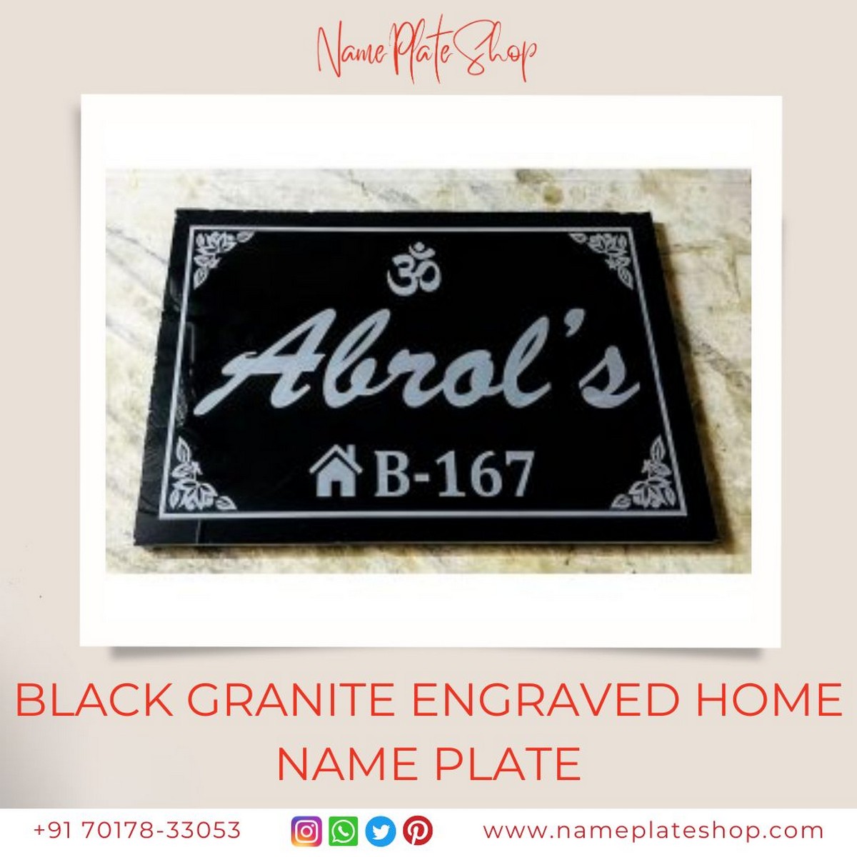Black Granite Engraved Nameplate