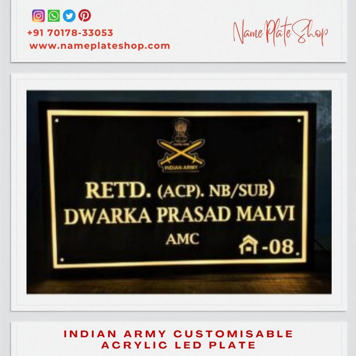 Indian Army LED Plate