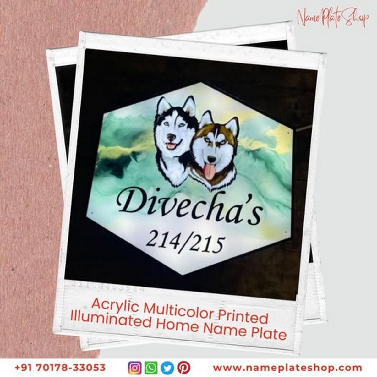 Acrylic Multicolor Home Nameplate