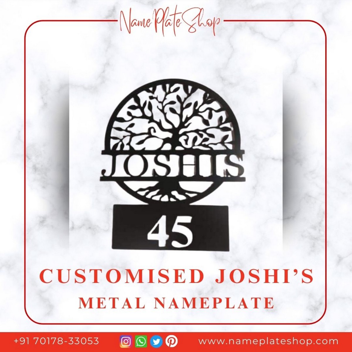 Customised Joshi’s Metal Nameplate