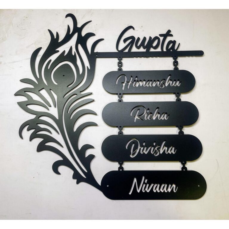 Mor Pankh Design Metal Laser cut Home Name Plate 3 new 768x768