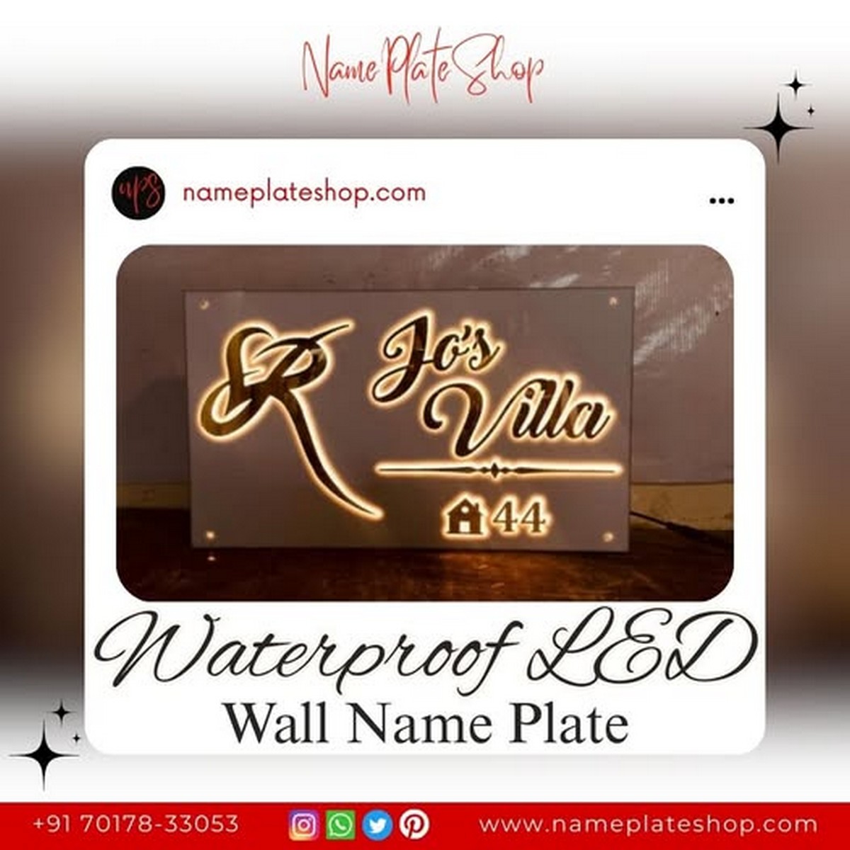 Waterproof LED Wall Nameplate