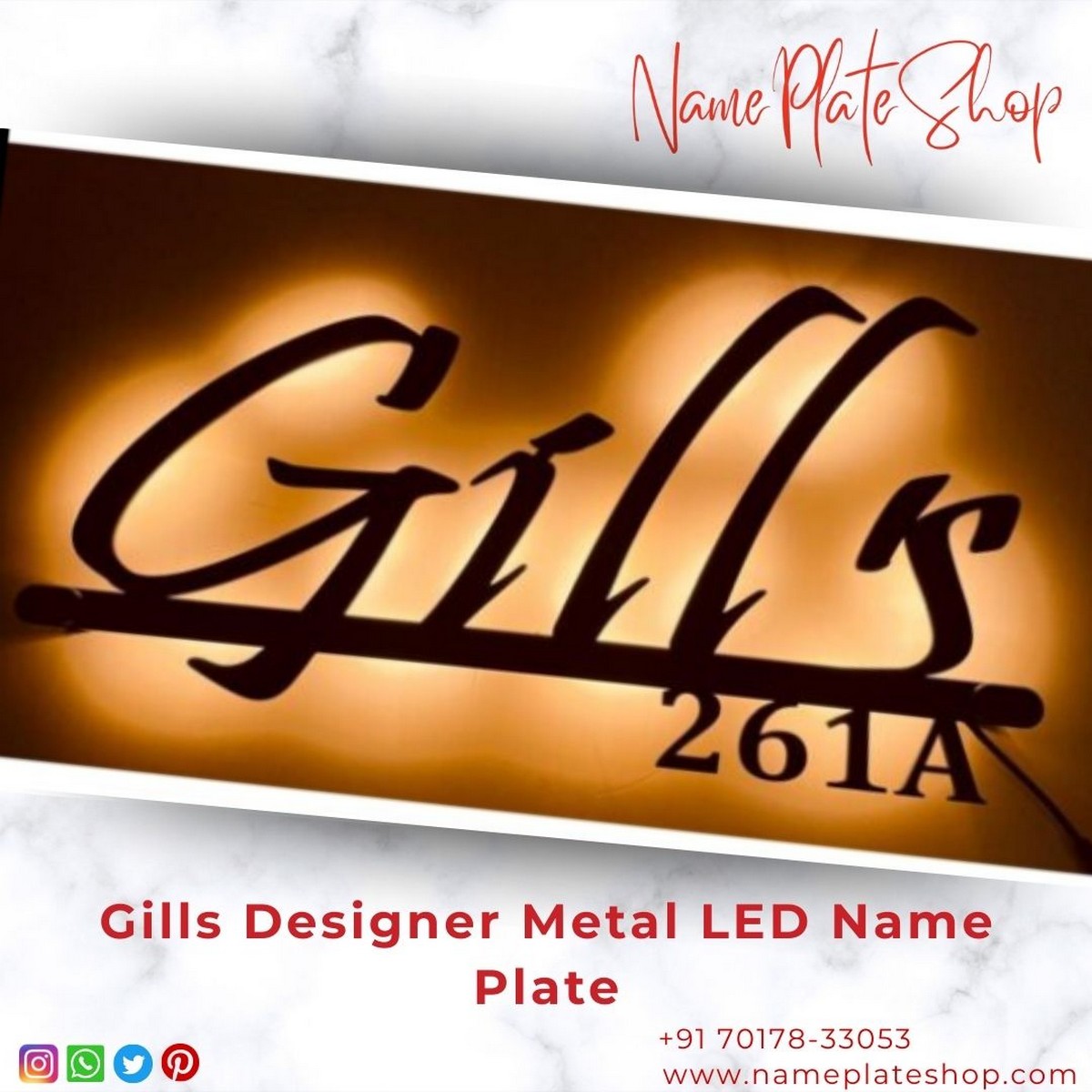 Gills Designer Metal Nameplate