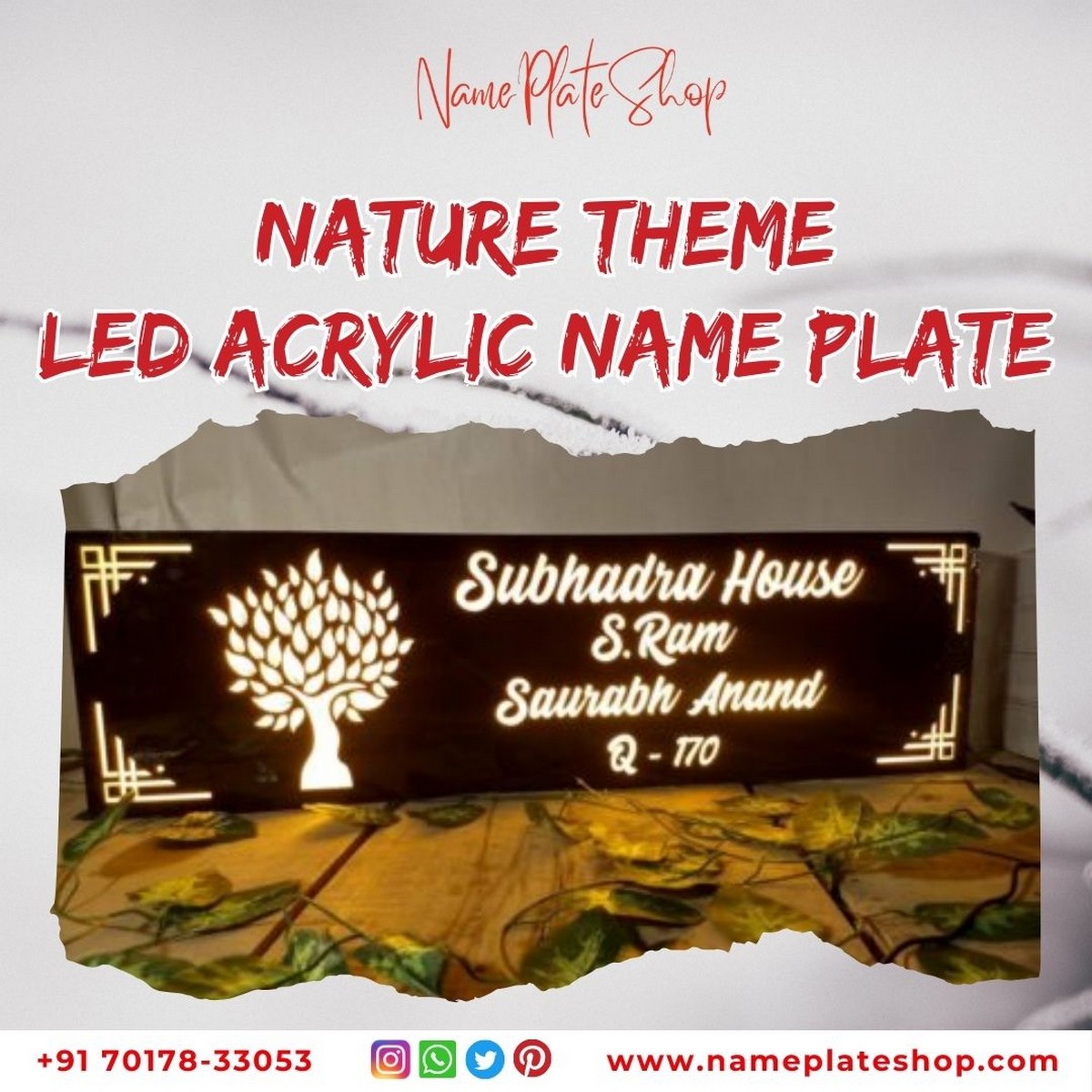 Nature Theme LED Nameplate