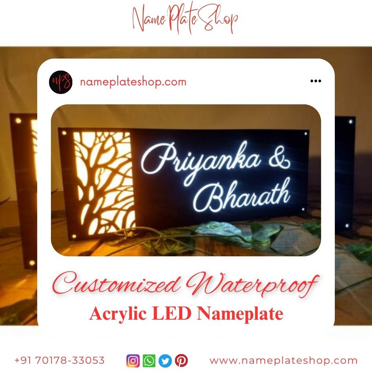 Waterproof Acrylic LED Nameplate