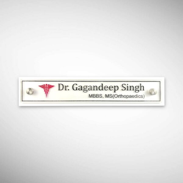 White Acrylic Desk Nameplate