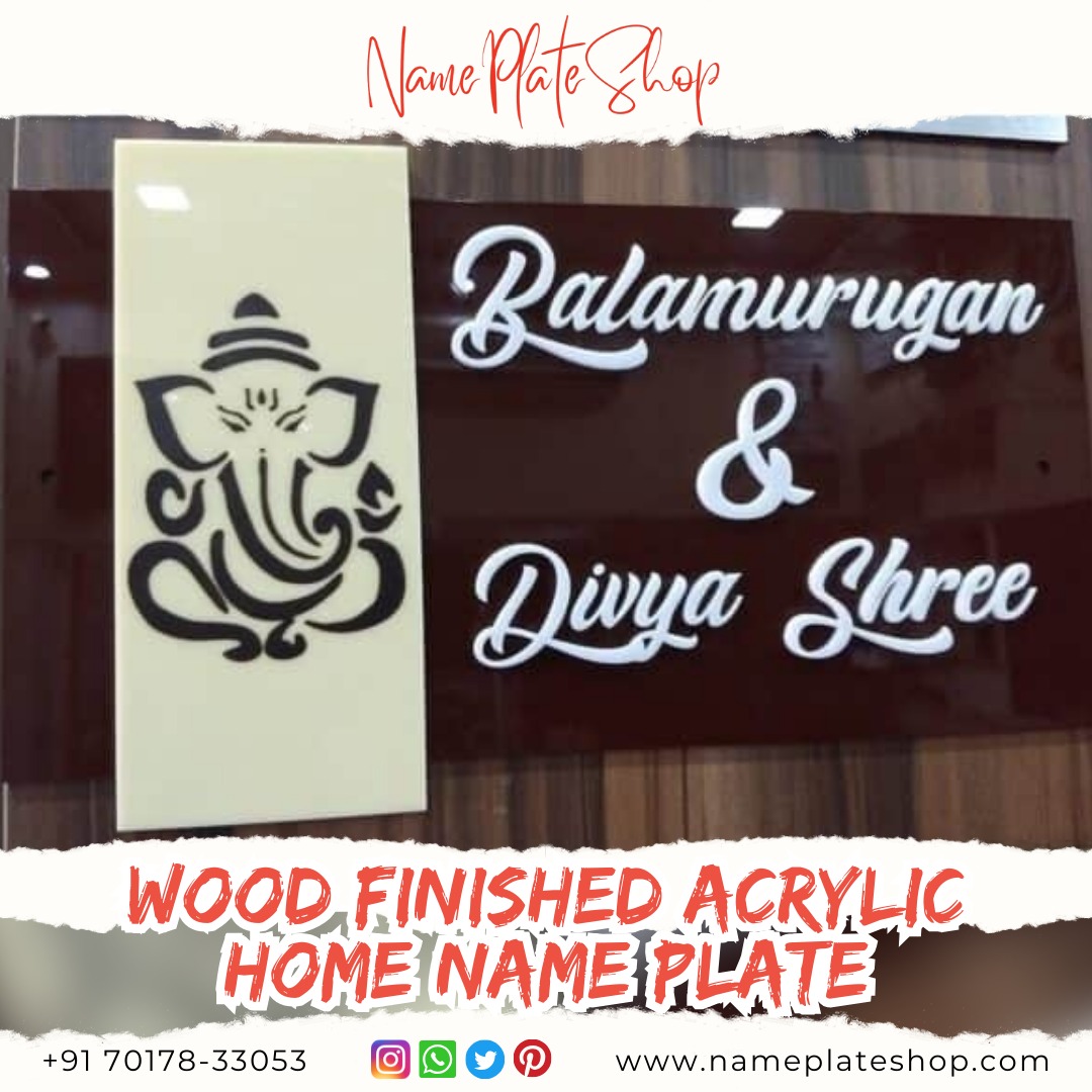 Wood Finished Acrylic Name Plate