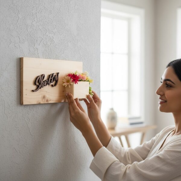 Wood Flower Planter Nameplate