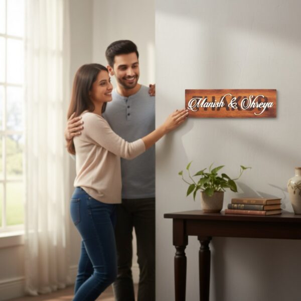 Wood Inlay Work Nameplate