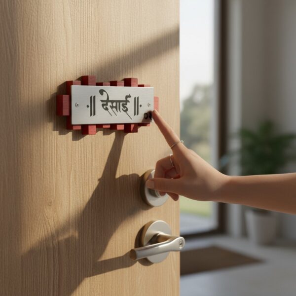 Wood Red Polish Nameplate