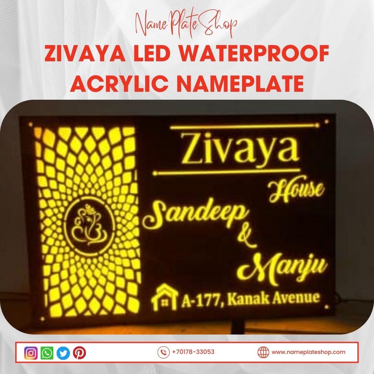 Zivaya Led Acrylic Nameplate
