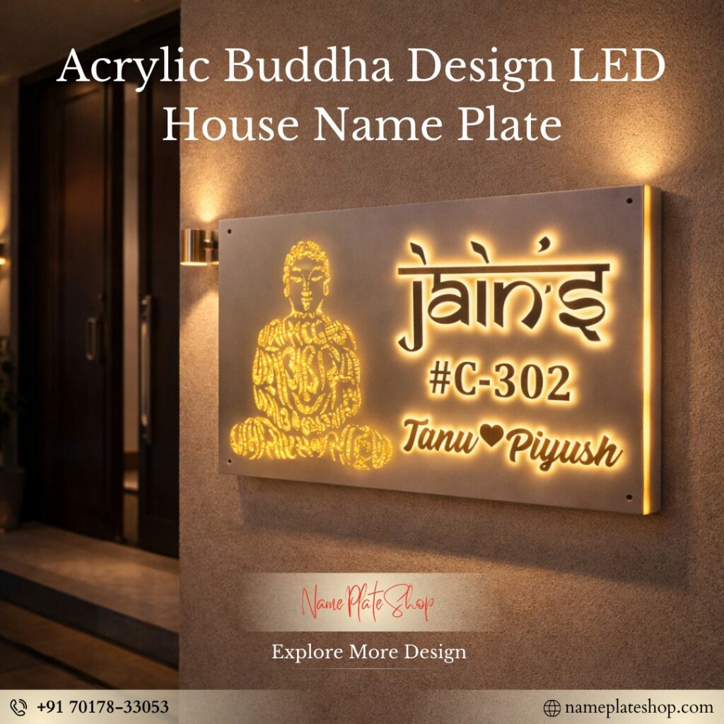 Acrylic Buddha Design LED Name Plate 2 1024x1024