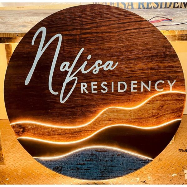 Acrylic Multicolor Wooden Texture Wall Sign 600x600