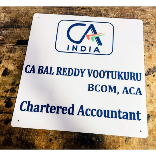 Unique Design Chartered Accountant Acrylic Personalised Office Wall Name Plate 600x600