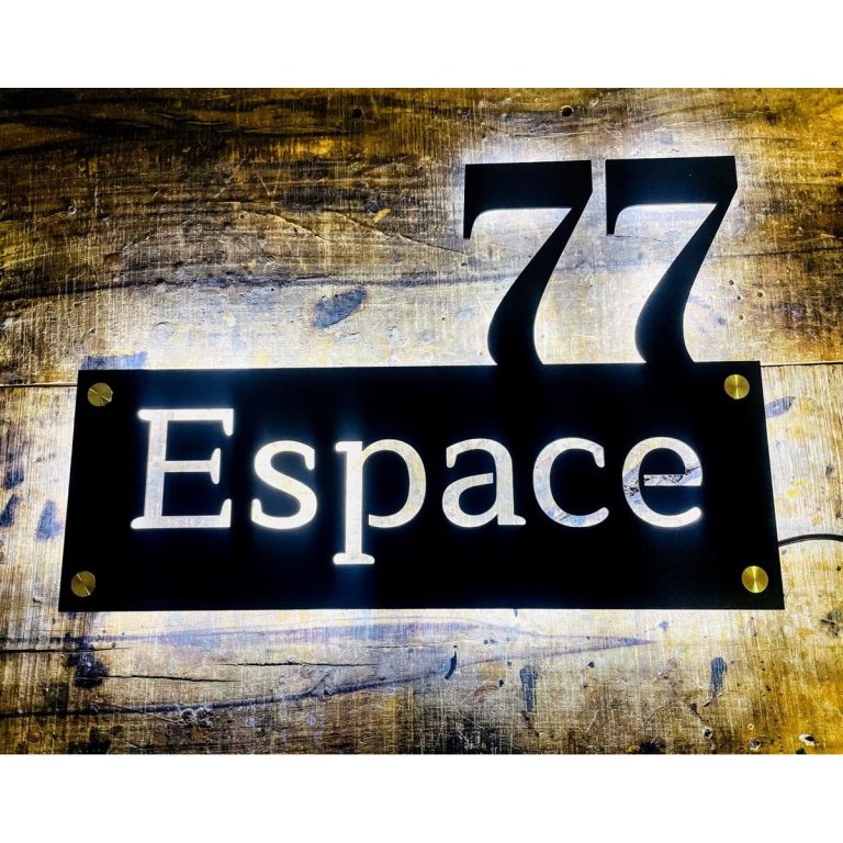 Beautifully Designed CNC Laser Cut Customized Design Metal LED Name Plate 1 768x768
