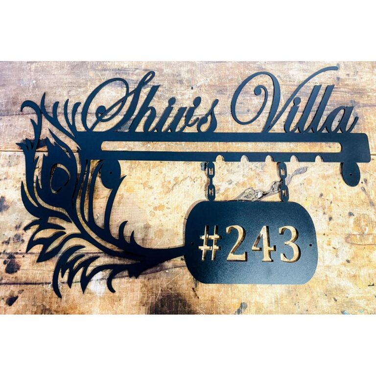 Black Metal Laser Cut House Wall Name Plate – A Timeless Addition to Your Home 1 768x768