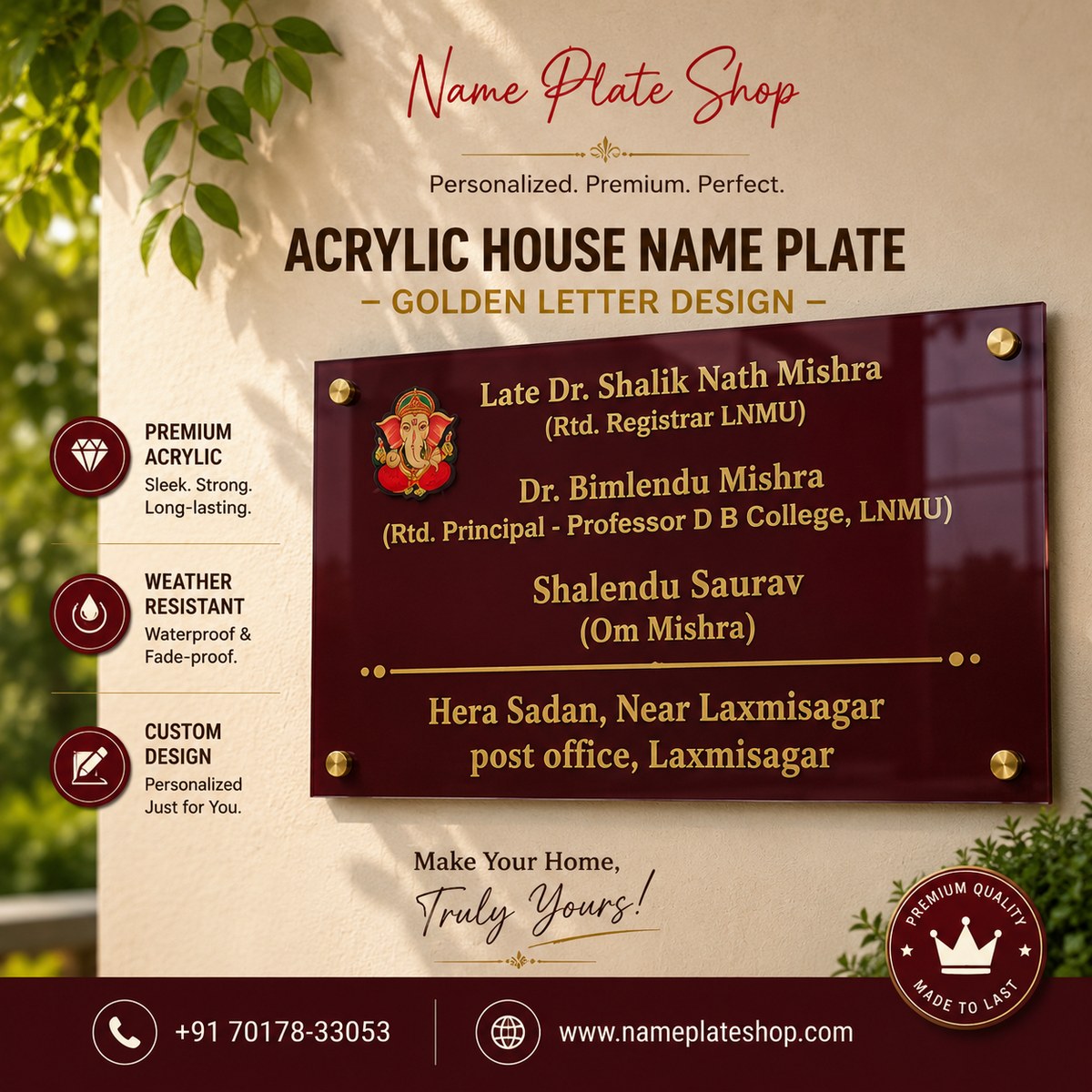Acrylic House Nameplates