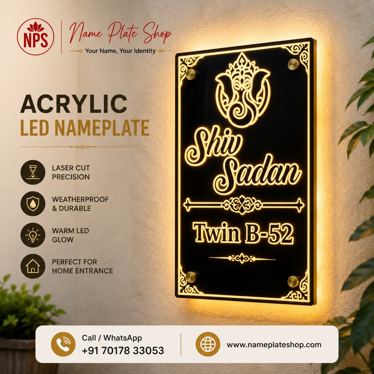 Acrylic LED House Nameplate