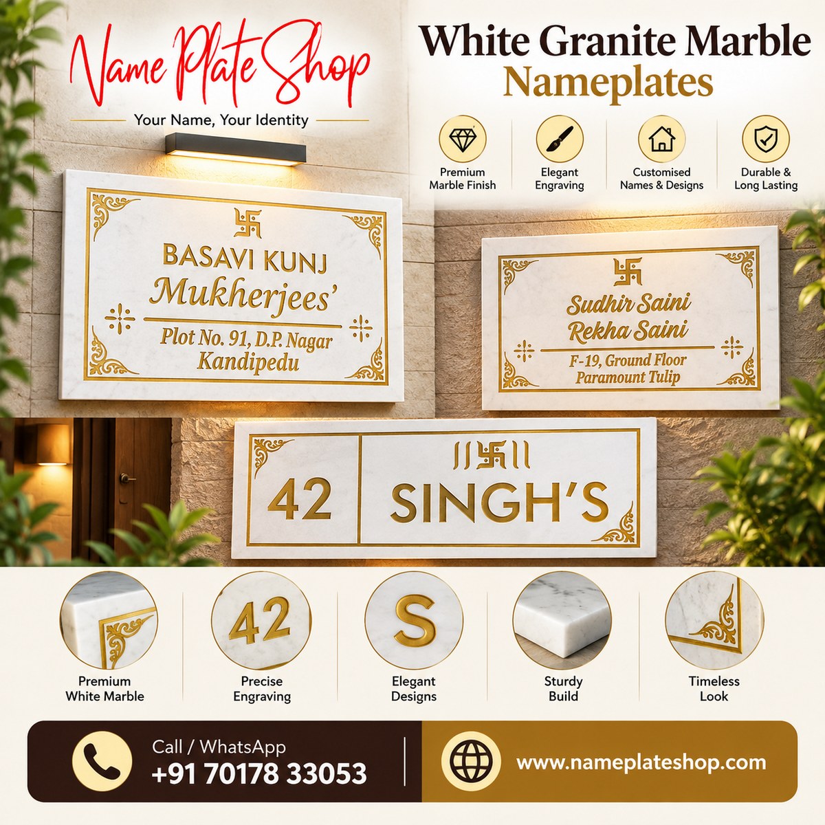 White Granite Marble Nameplate